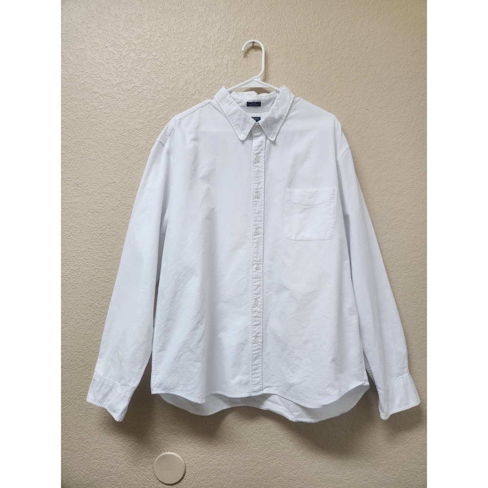 J.Crew Mens XXL White Flex Oxford Button Down Shirt Slim Untucked Casual Wedding